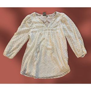 Anthropologie One September Peasant Top with Sheer Sleeves Women Sz. Small